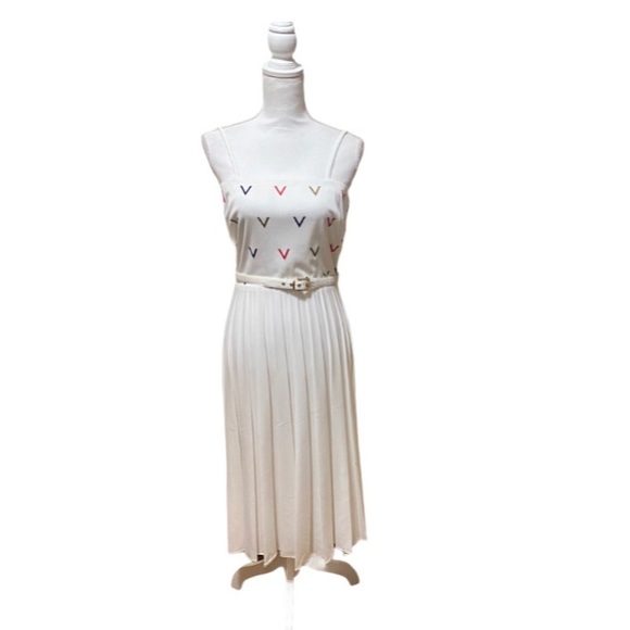 Vintage Alfred Shaheen 1950’s White Belted Dress